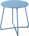 Patio Outdoor Side Table Waterproof Round Metal Steel Small Side Table Weather by Meluvici