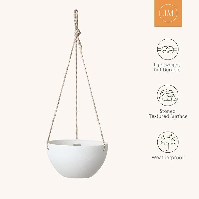 La Jolie Muse White Hanging Planter Basket - Image 3