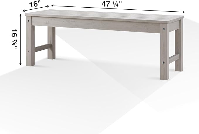 Psilvam 2-Person Outdoor Poly Lumber Patio Backless Bench, Fade-Resistant & - Image 3