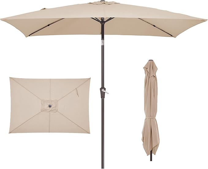 JEAREY 6.5x10 ft Rectangular Patio Umbrellas Rectangle Outdoor Umbrella by JEAREYOutdoorsCollection