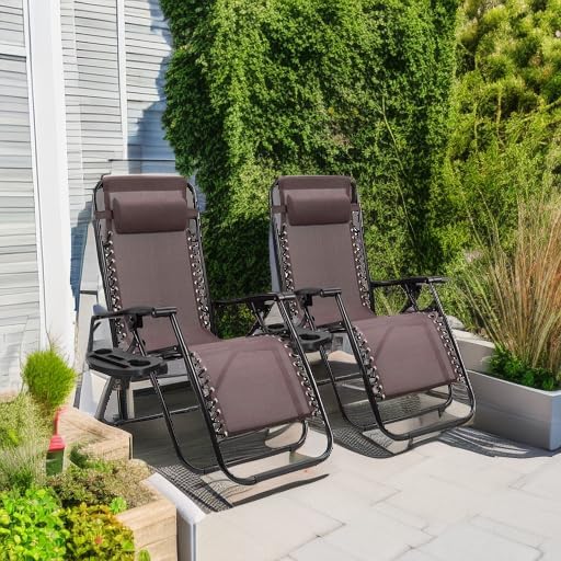 Homall Zero Gravity Patio Folding Lawn Chairs Outdoor Gravity Camp Reclining - Image 5