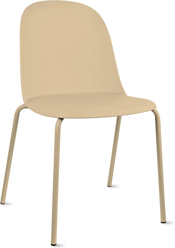 2xhome Set of 2 Modern Stackable Armless Dining Chairs | Plastic Shell Seat - Image 5