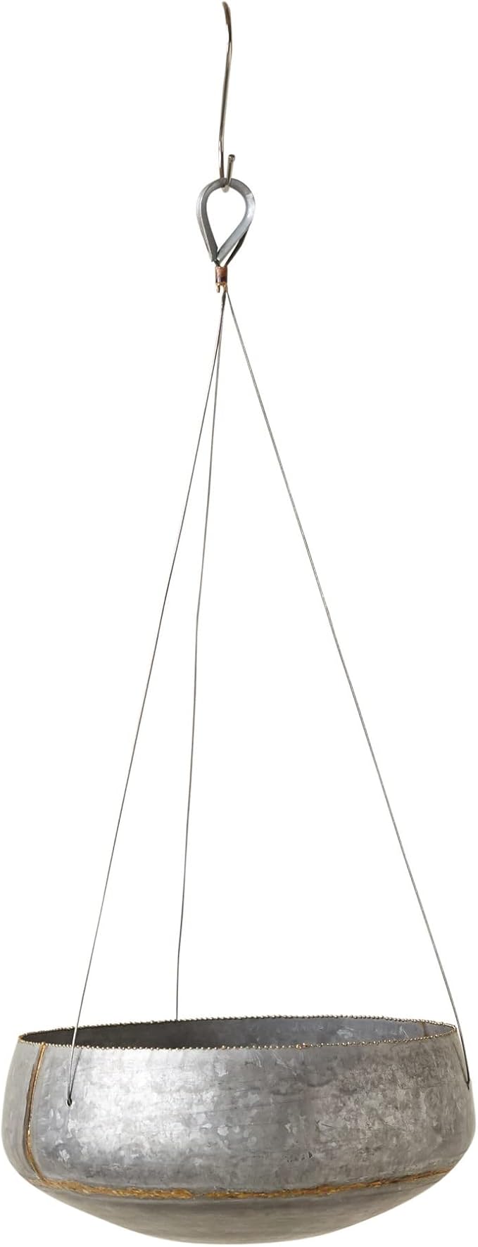 Creative Co-Op Grey & Gold Hanging Iron Planter - Image 2