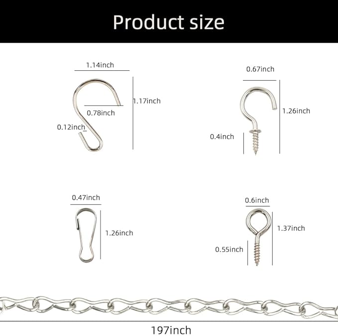 YINGFENG 197 Inch DIY Silver Hanging Basket Chains, Adjustable Length, - Image 4