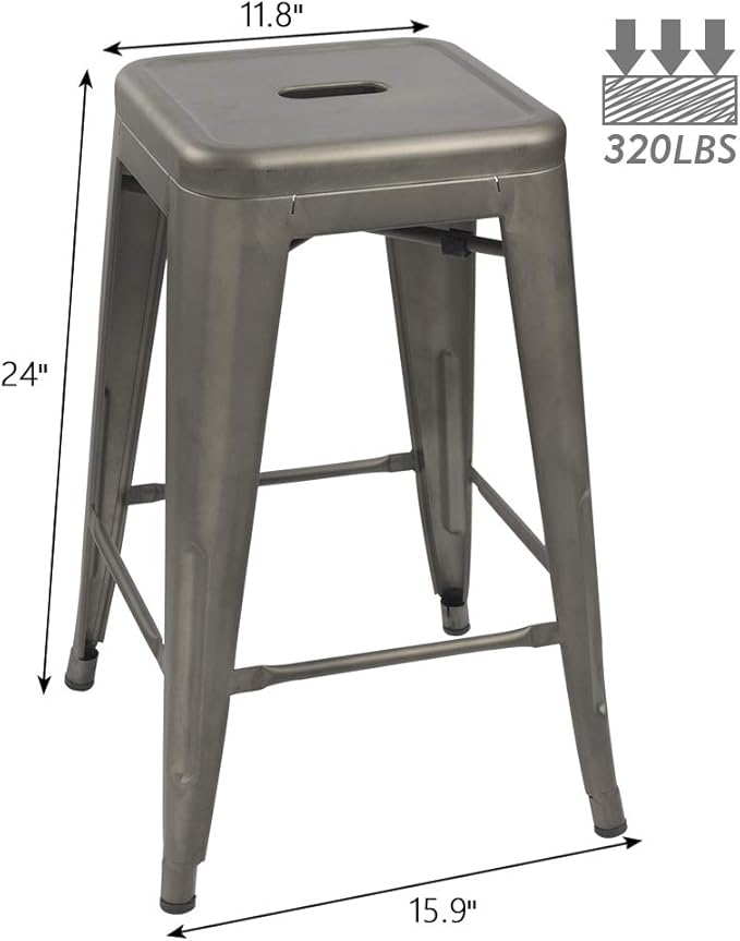Devoko Metal Bar Stools 24" Indoor Outdoor Stackable Barstools Modern Style - Image 7