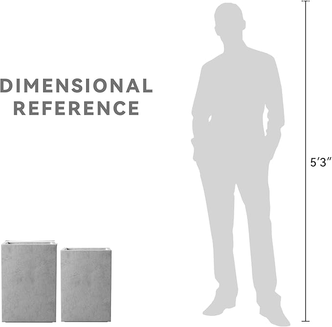 Kante 18.5", 15.7" H Tall Rectangular Concrete Planters Set of 2, Outdoor - Image 3