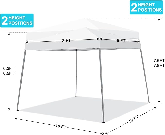 Canopy Tent, 10X10 FT Pop Up Canopy Outdoor Instant Tent Slant Legs - Image 4