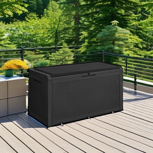 Devoko 100 Gallon Waterproof Large Resin Deck Box Outdoor Storage Box Indoor - Image 4
