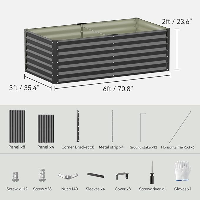 COMHOMA Galvanized Raised Garden Bed, Large Metal Planter Box - Image 7