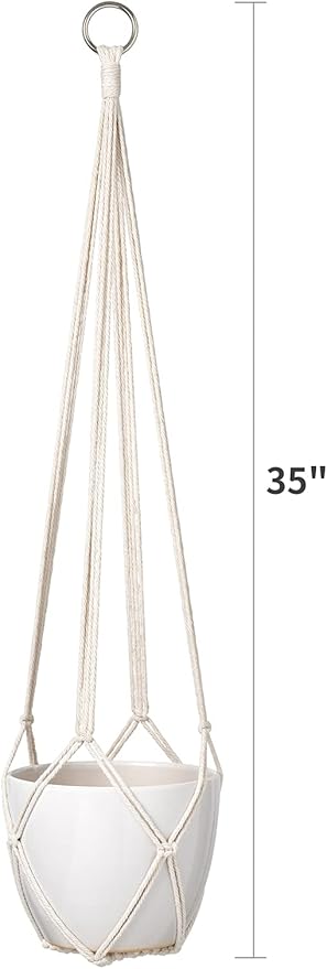 Dahey Macrame Plant Hanger Indoor Hanging Planter Basket Handmade Woven Cotton - Image 6