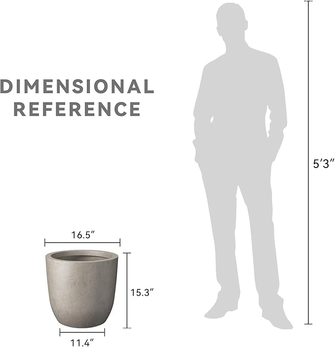 Kante 16.5" Dia Round Concrete Planter, Large Outdoor Modern Indoor Decorative - Image 8