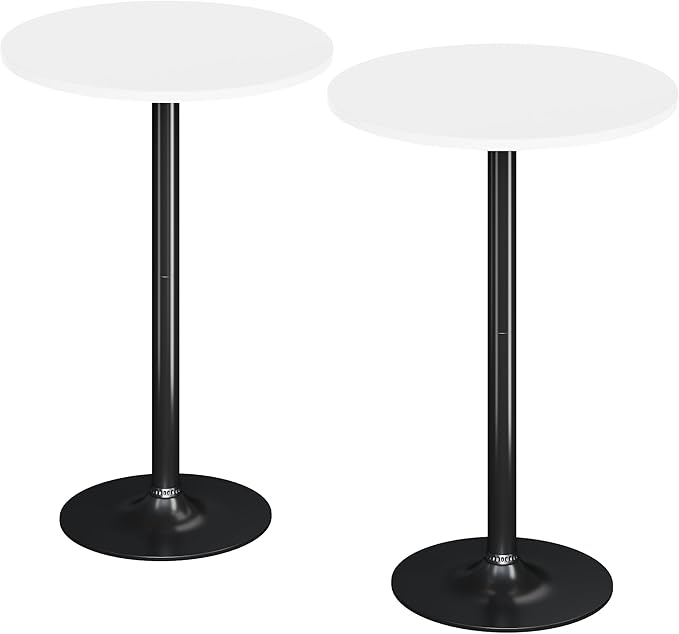 Flamaker Round Bistro Pub Table Modern Style Metal Base MDF Top Cocktail Bar by Flamaker