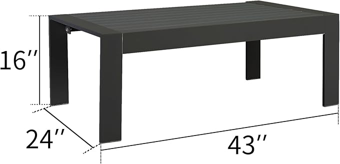 Solaste Aluminum Outdoor Coffee Table, All-Weather Rectangle Metal Patio Coffee - Image 2