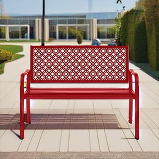 Best Choice Products Outdoor Bench 2-Person Metal Steel Benches Furniture - Image 2