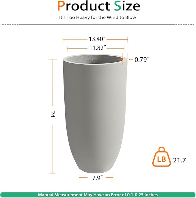 Tall Planters for Outdoor Plants, Large Concrete Flower Pots for Garden Front - Image 2