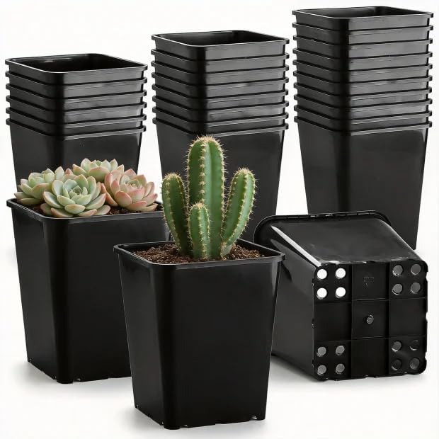 Nursery Pots 6 Inch 40 Pcs, Plastic Seed Starting Pot by BTPLASTIK