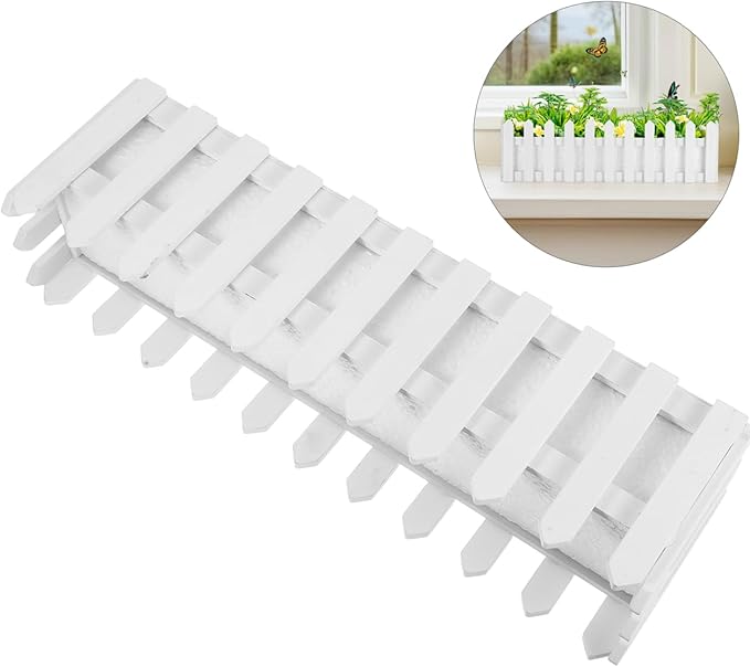 YARDWE Picket Fence Panels Wooden Picket Fence Flower Pot Window Box Planter - Image 6