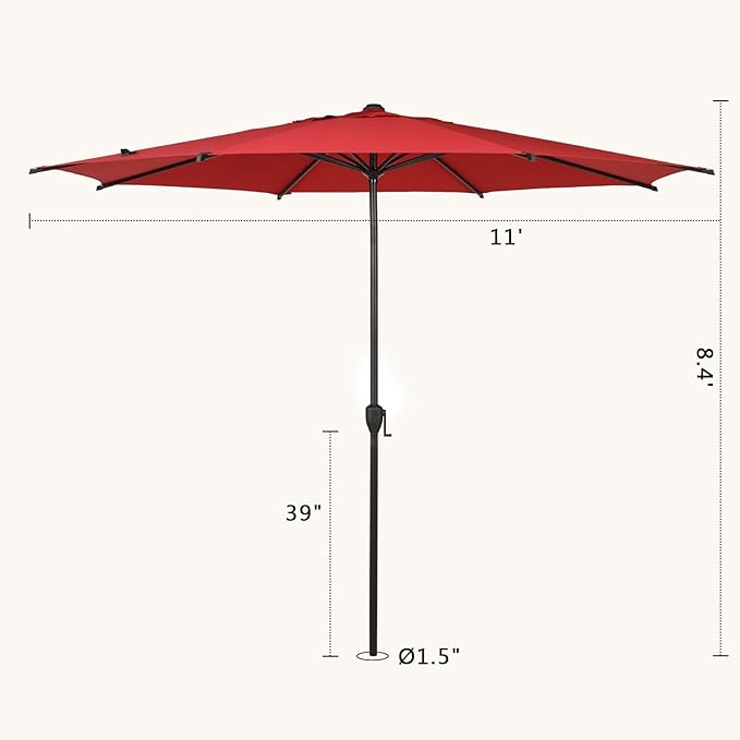Abba Patio 11FT Lyon Outdoor Patio Umbrella Outdoor Table Umbrella - Image 7