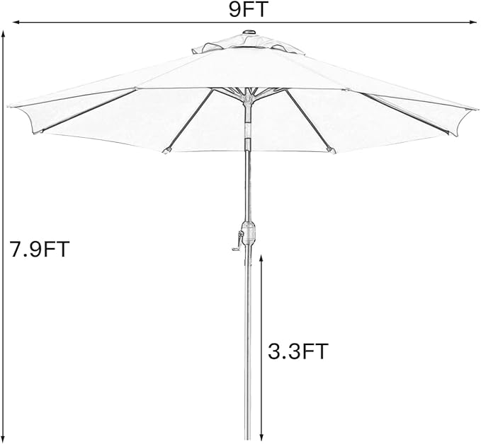 Sunnyglade 9' Patio Umbrella Outdoor Table Umbrella - Image 7
