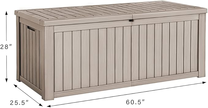 Devoko 150 Gallon Deck Box Resin Outdoor Storage Box Waterproof Storage - Image 2