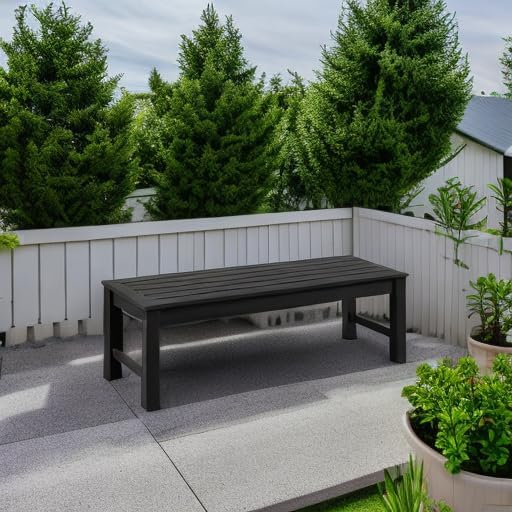 Psilvam Knight Bench, Two Person Outdoor Poly Lumber Patio Backless Bench - Image 5