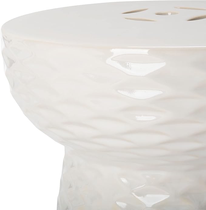 Safavieh Castle Gardens Collection Daphne White Glazed Ceramic Garden Stool - Image 8