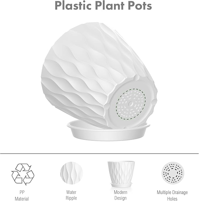 6 inch Flower Pots, 5 Pack Plant Pots - Image 4
