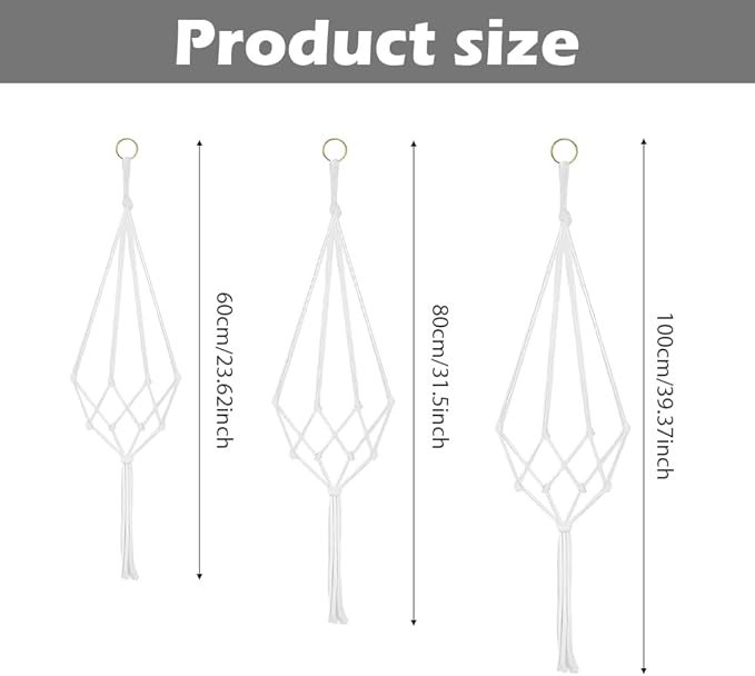 6 Pack Macrame Hanging Planter Holder 3 Sizes Indoor Hanging Planter Basket - Image 2