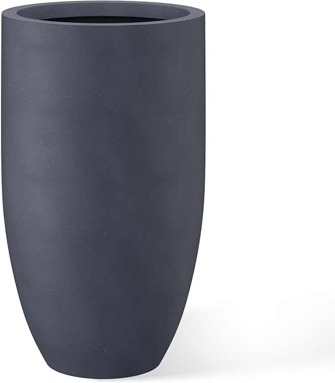 Kante 24 Inch Tall Round Concrete Planter, Large Indoor Outdoor Plant Pots by Kante