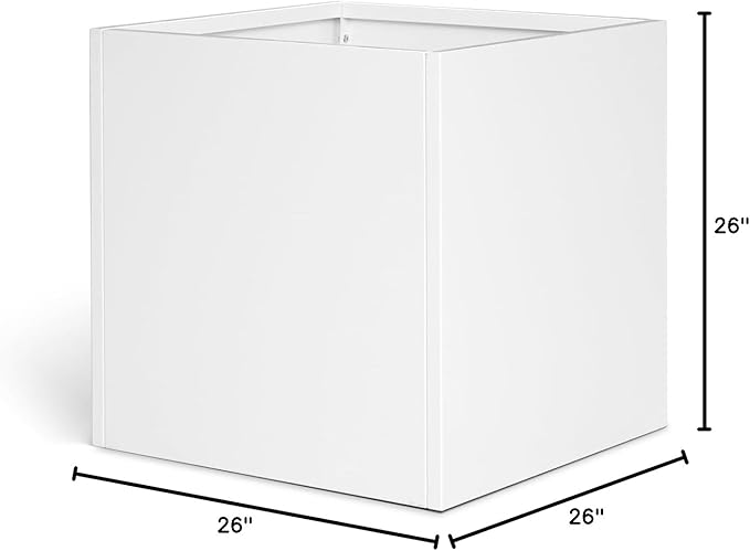 White Steel Planter Square Outdoor Planters Galvanized Steel Planter Box 26 - Image 8