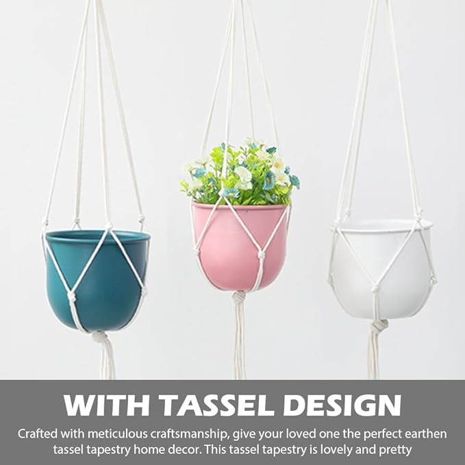6 Pack Macrame Hanging Planter Holder 3 Sizes Indoor Hanging Planter Basket - Image 6