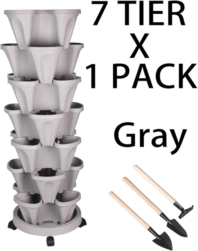 GameXcel Vertical Planter 7 Tier Stackable Planters Garden Planters Strawberry - Image 8
