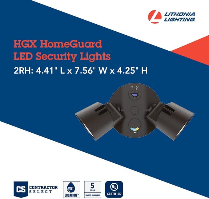 Lithonia Lighting HomeGuard 2-Light LED Outdoor Flood Lights, Outdoor LED Lights - Image 4