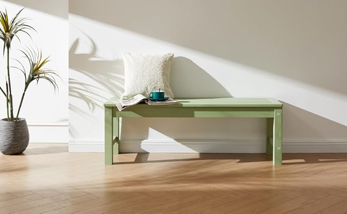 Psilvam 2-Person Outdoor Poly Lumber Patio Backless Bench, Fade-Resistant & - Image 6