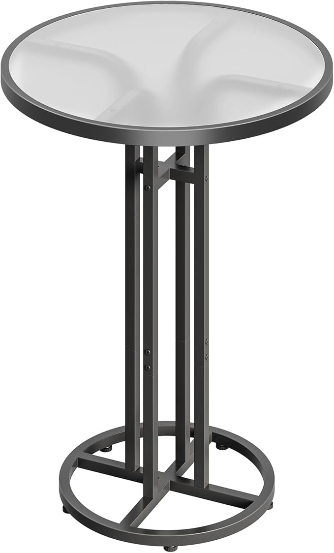 HOOBRO Bar Table, 23.6-Inch Round Pub Table, Frosted Glass Cocktail Table - Image 9