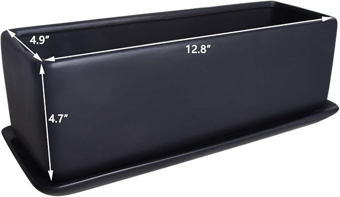 Vencer 12 Inch Rectangular Modern Minimalist Ceramic Succulent Planter Pot - Image 5