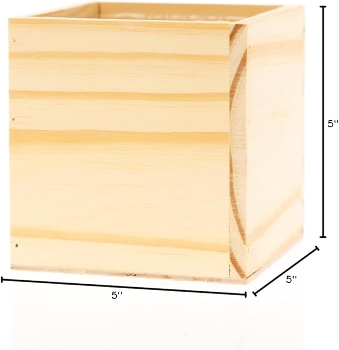 Wood Planter Box, 5 Inch Square, Rose Wood, Plastic Liner, Garden Centerpiece - Image 9