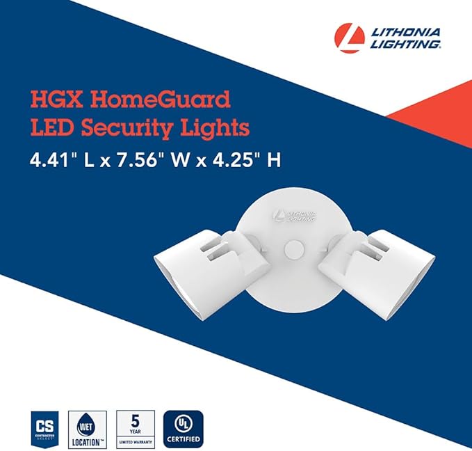Lithonia Lighting HomeGuard 2-Light LED Outdoor Flood Lights, Wall or Ceiling - Image 4