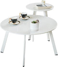 Outdoor Patio Coffee Table Set of 2, Weather Resistant End Table, Round Nesting by Meluvici