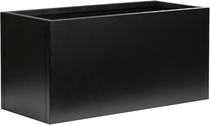 Galvanized Steel Metal Planter 25" L x 11" W x 13" H Rectangular Indoor Black by GZGNEEVL