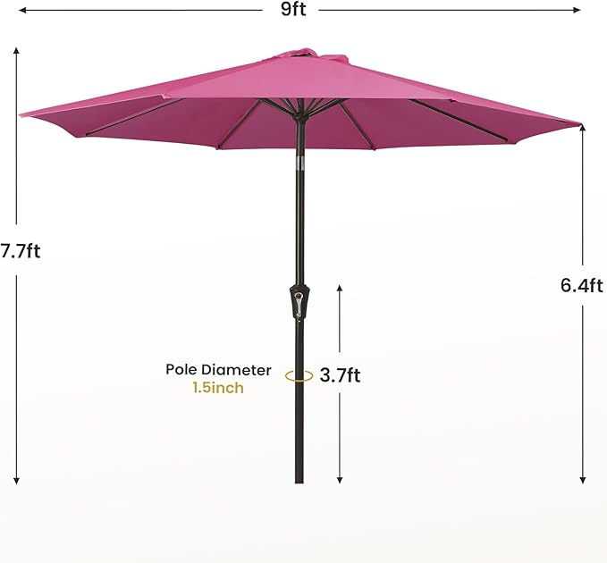 MEWAY 9ft Patio Umbrella Outdoor Table Umbrellas - Image 7