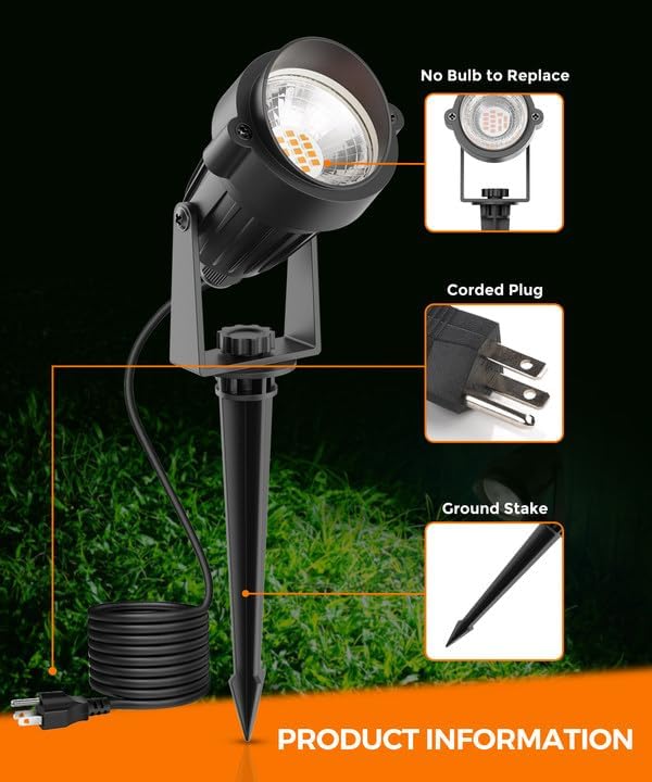 L LOHAS LED Halloween Orange and Purple Spotlights Outdoor, Auto On/Off 5W 120V - Image 9