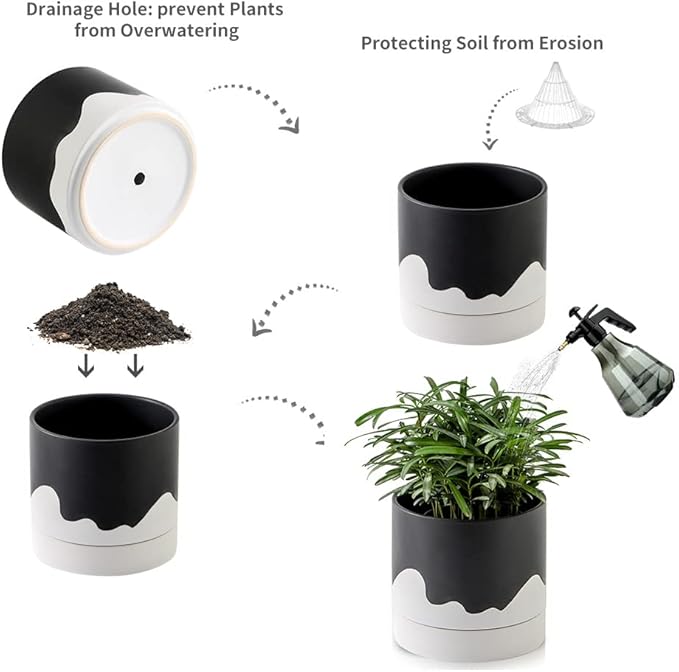Nihow Ceramic Plant Pot: 6 Inch Planter - Image 3