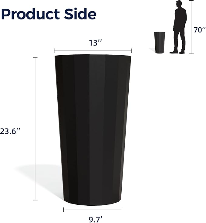23.6" Tall Outdoor Planters Set of 2, Large Planters - Image 2