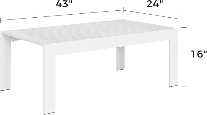 Solaste Aluminum Outdoor Coffee Table, All-Weather Rectangle Metal Patio Coffee - Image 2