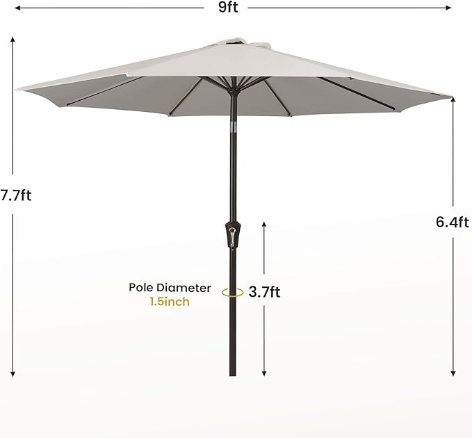 MEWAY 9ft Patio Umbrella Outdoor Table Umbrellas - Image 7