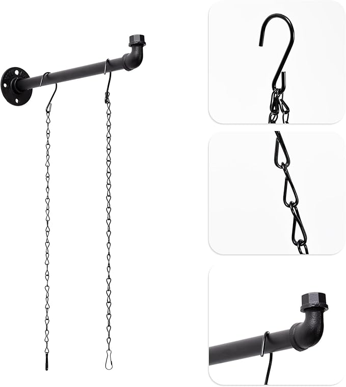 2 Pack Black Metal Pipe Plant Hanger Indoor - Image 8