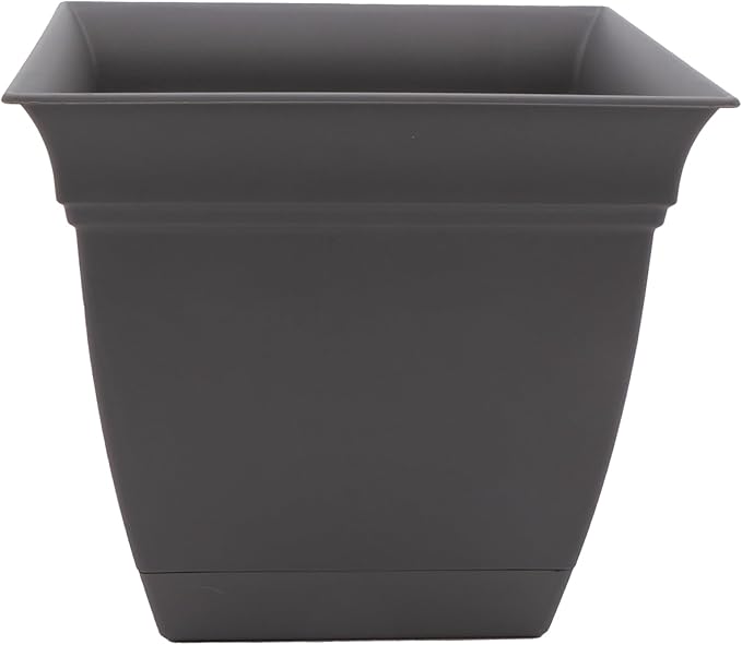 The HC Companies Eclipse Square Plastic Planter w/ Attached Saucer by TheHCCompanies