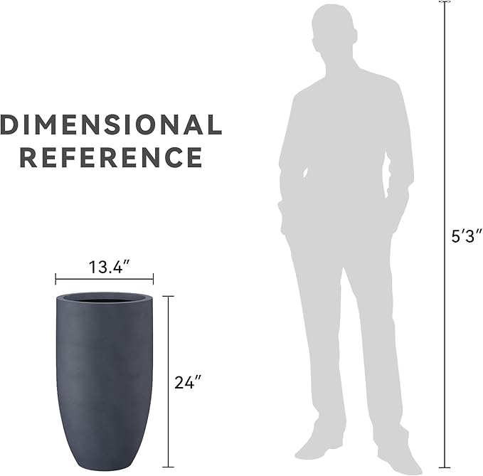 Kante 24 Inch Tall Round Concrete Planter, Large Indoor Outdoor Plant Pots - Image 7