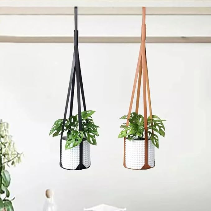 Plant Hangers PU Leather 2Pcs, Hanging Planters - Image 6